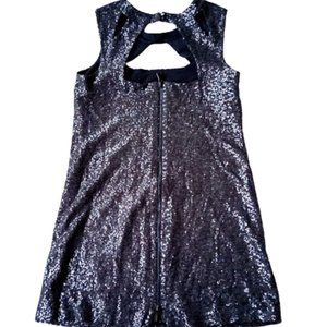 Le CHATEAU  Sparkly Black Silver Zip-Up Dress Size Large NEW NWT